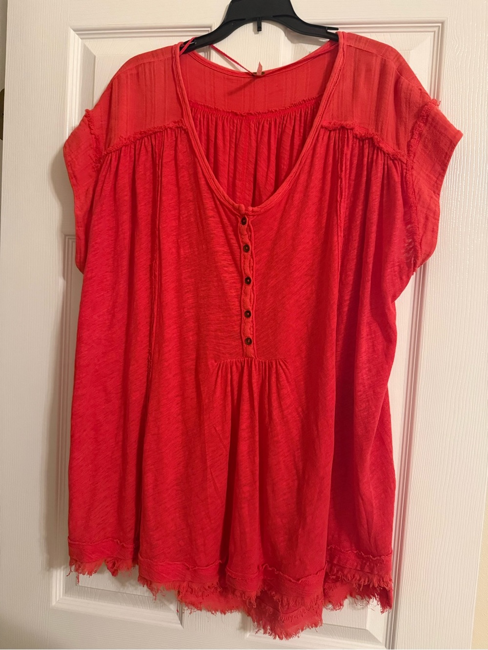 Free people orange Button-Front Short Sleeve Tunic Top